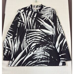 Paradise Bay Women's Black/White zipper neck Pullover Coverup Beach Travel XL